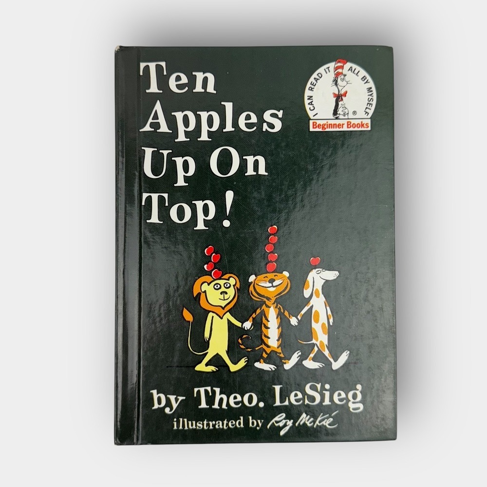 Beginner Books Ten Apples Up On Top 1961 Theo LeSieg Roy McKie Stained Copy HC‎